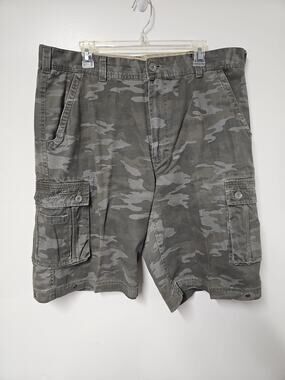 Carbon Cargo Shorts Mens 38 Camo Cotton Outdoor Utility Pockets Baggy Y2k